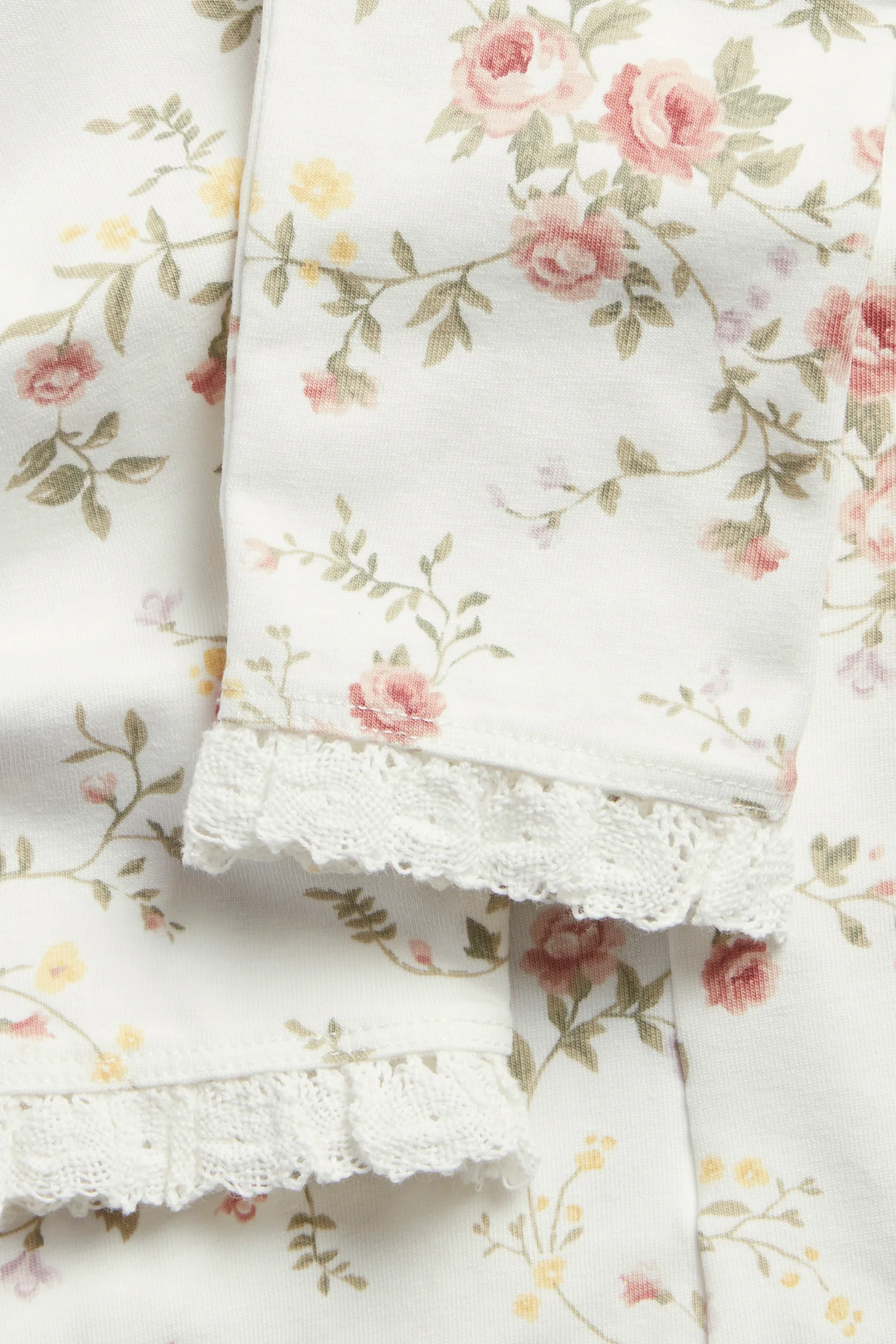 Kids white floral leggings with lace - Image 4