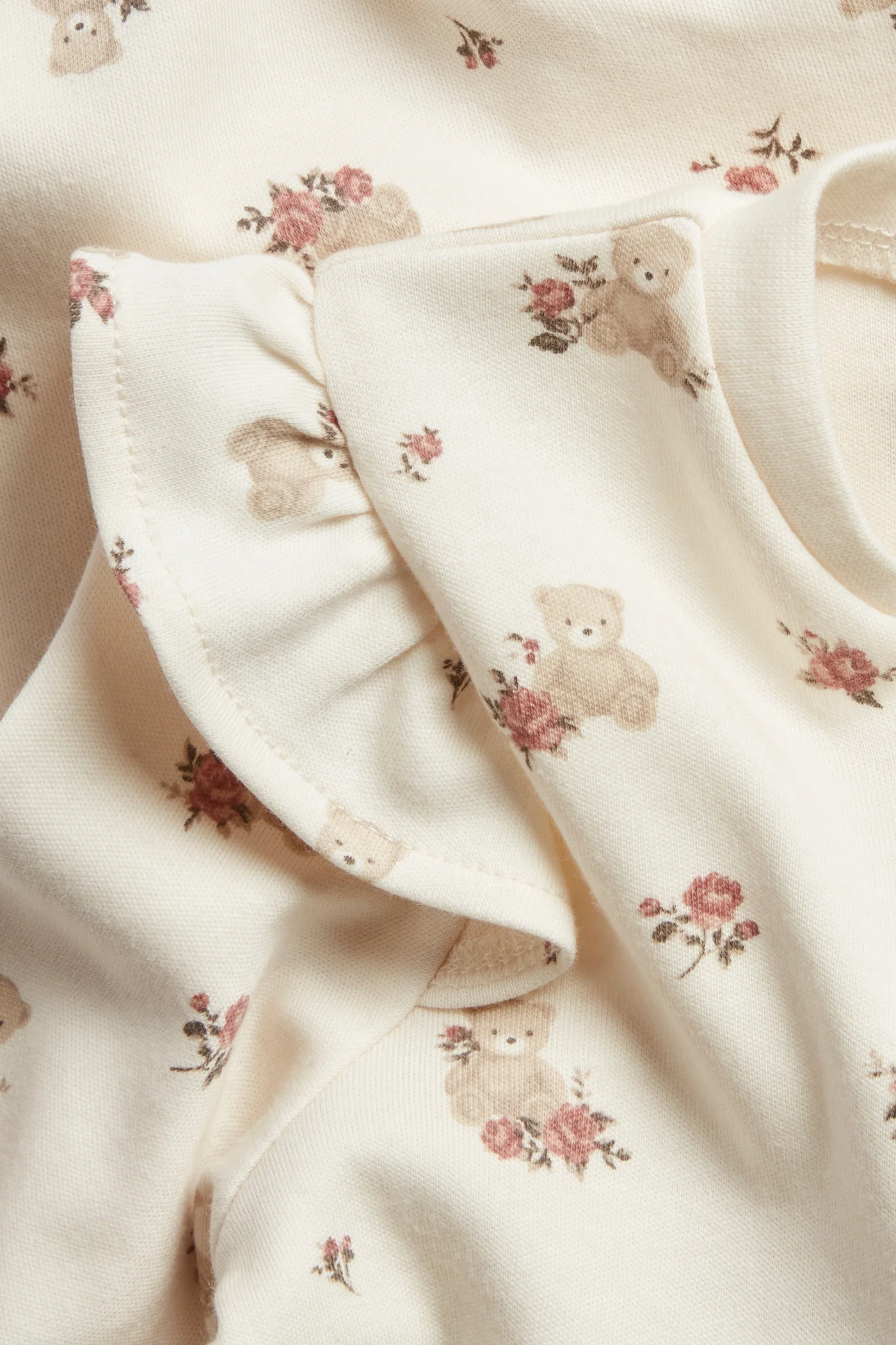 Baby white sleepsuit with teddy bears and roses - Image 2