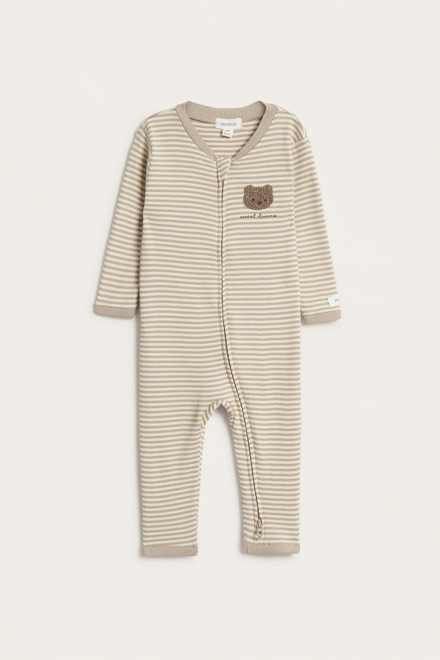 Baby beige striped pyjamas with teddy bear