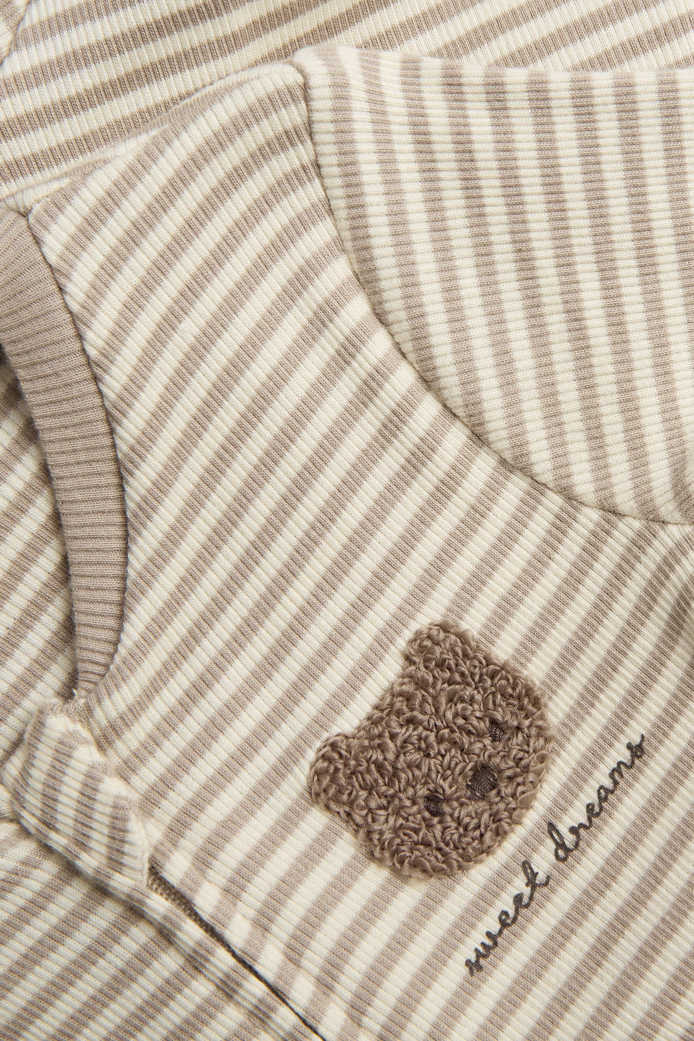 Baby beige striped pyjamas with teddy bear - Image 2