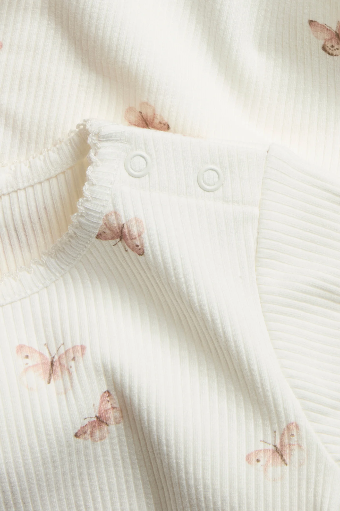 Baby white ribbed bodysuit with butterfly print - Image 2