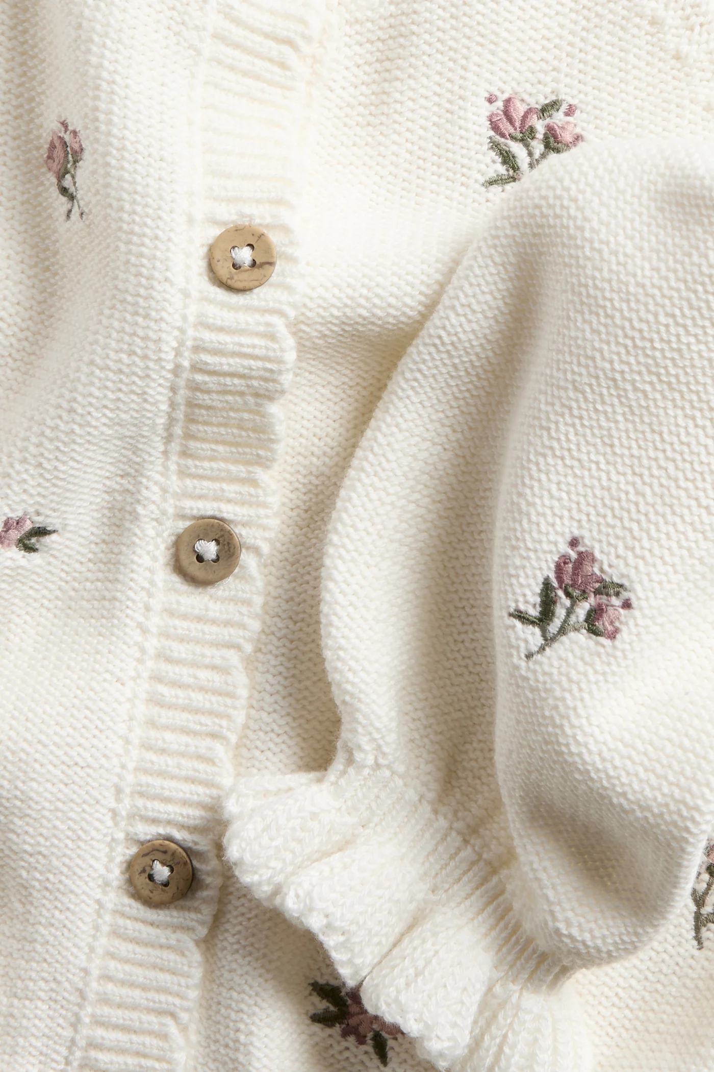 Baby white floral embroidery cardigan - Image 4