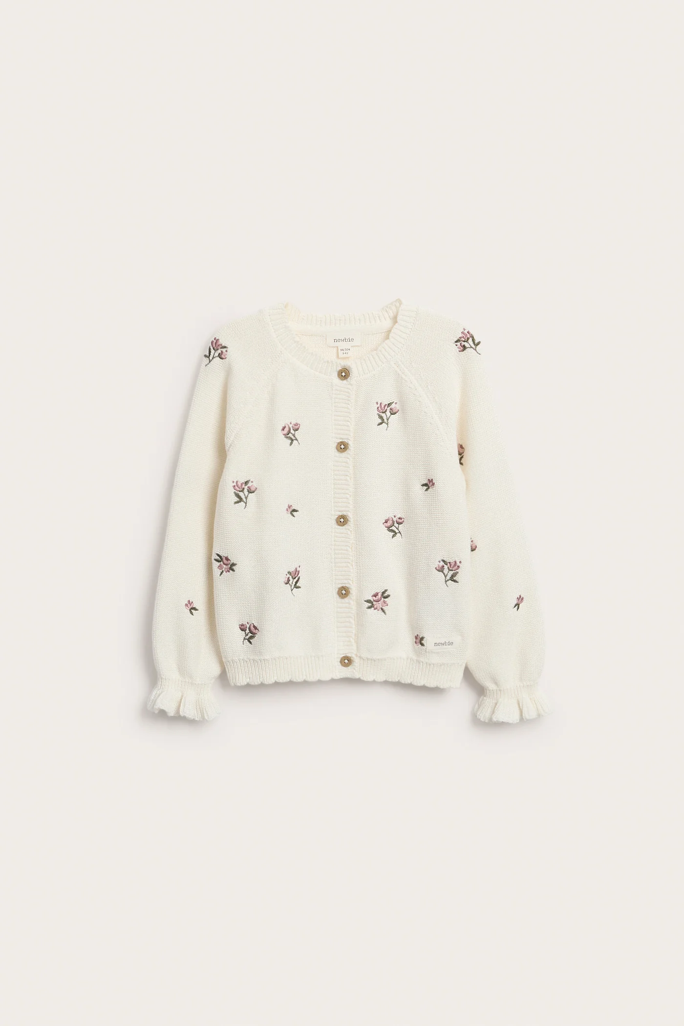 Kids white floral embroidery cardigan - Image 2