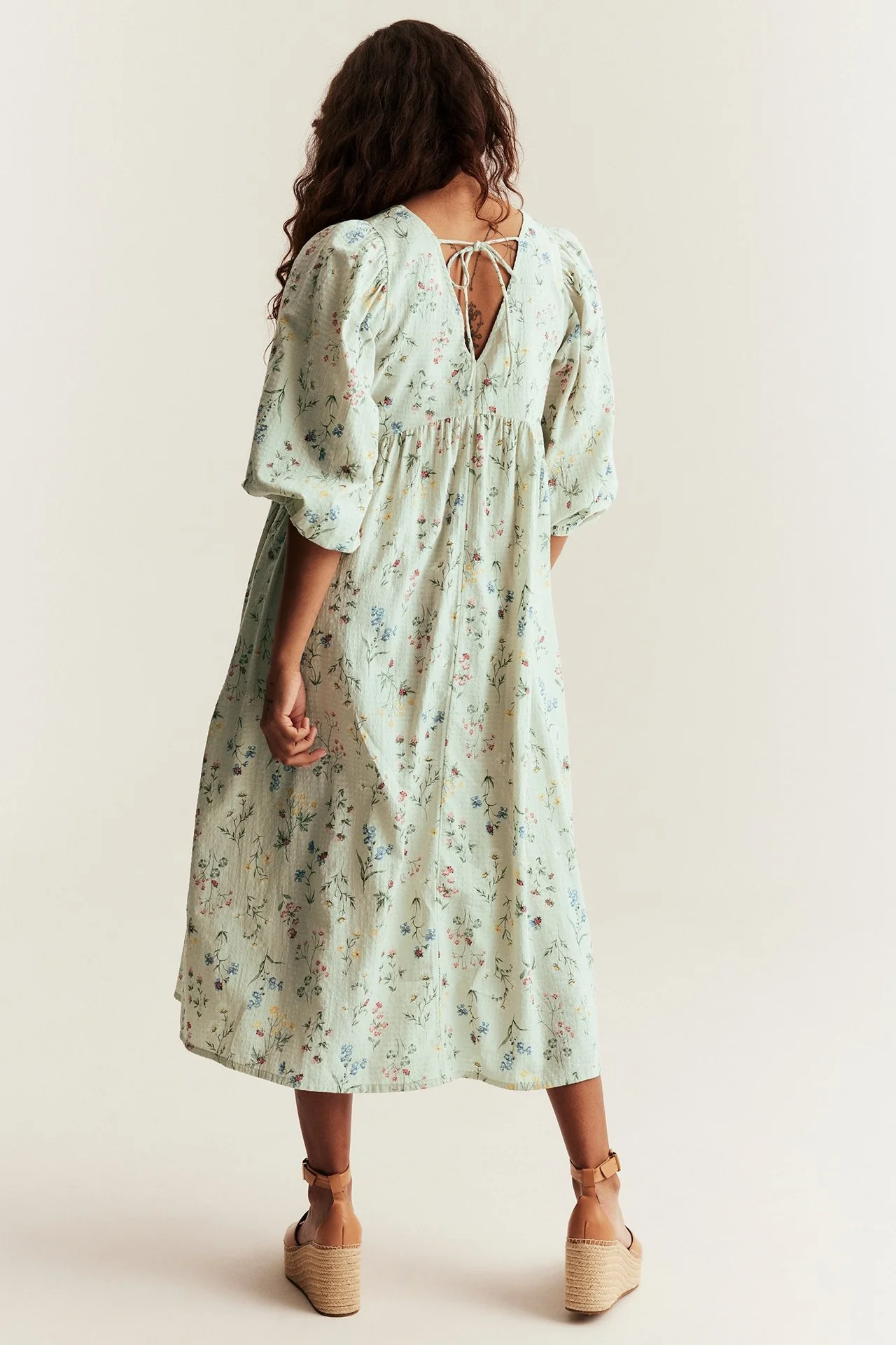 Women’s green floral cotton dress - Image 3