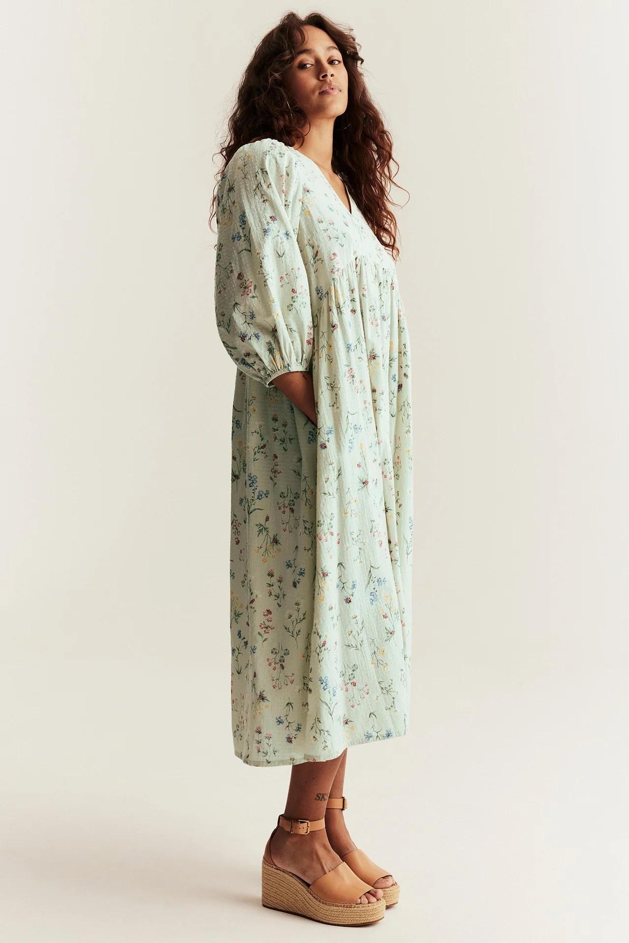 Women’s green floral cotton dress - Image 4