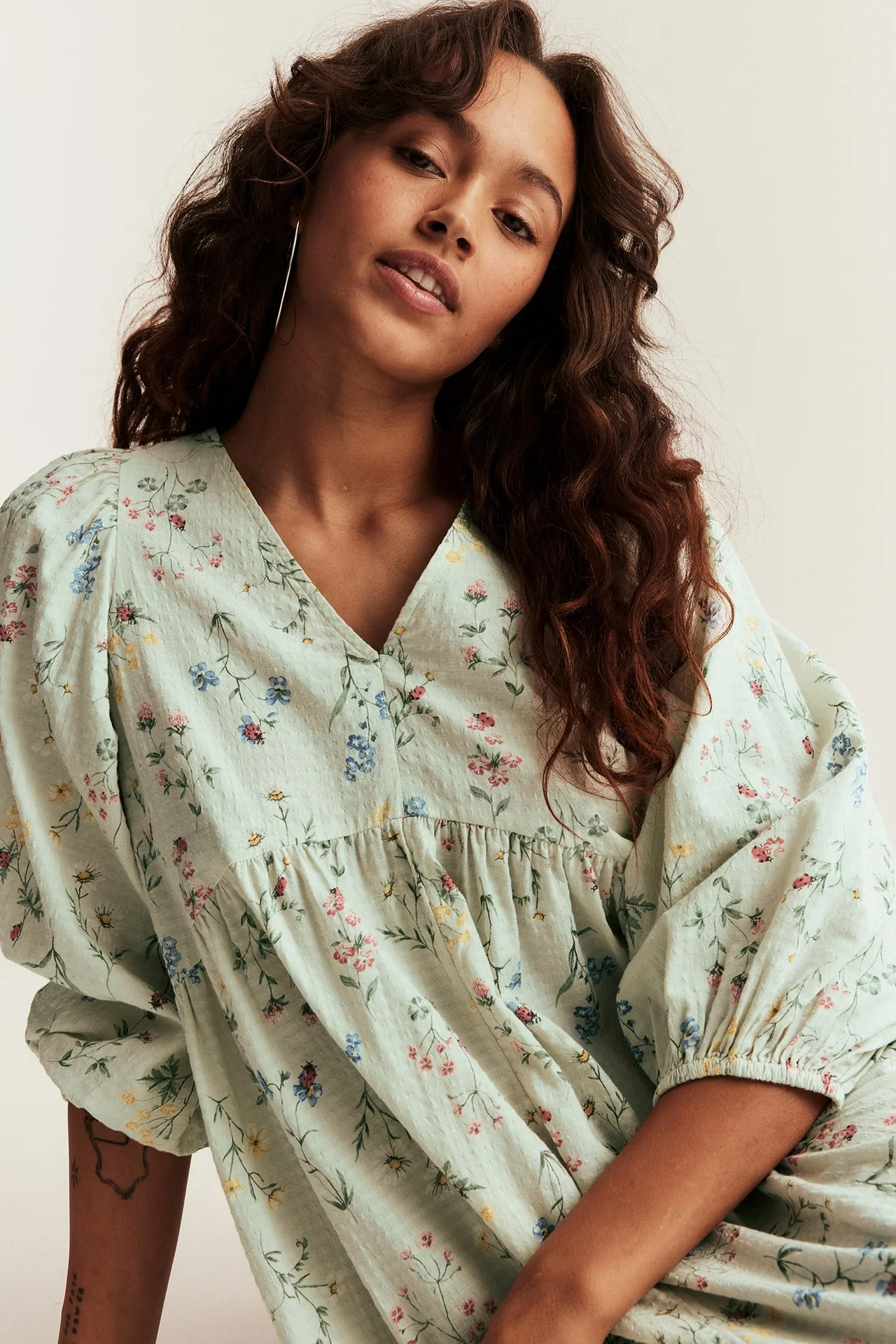 Women’s green floral cotton dress - Image 6