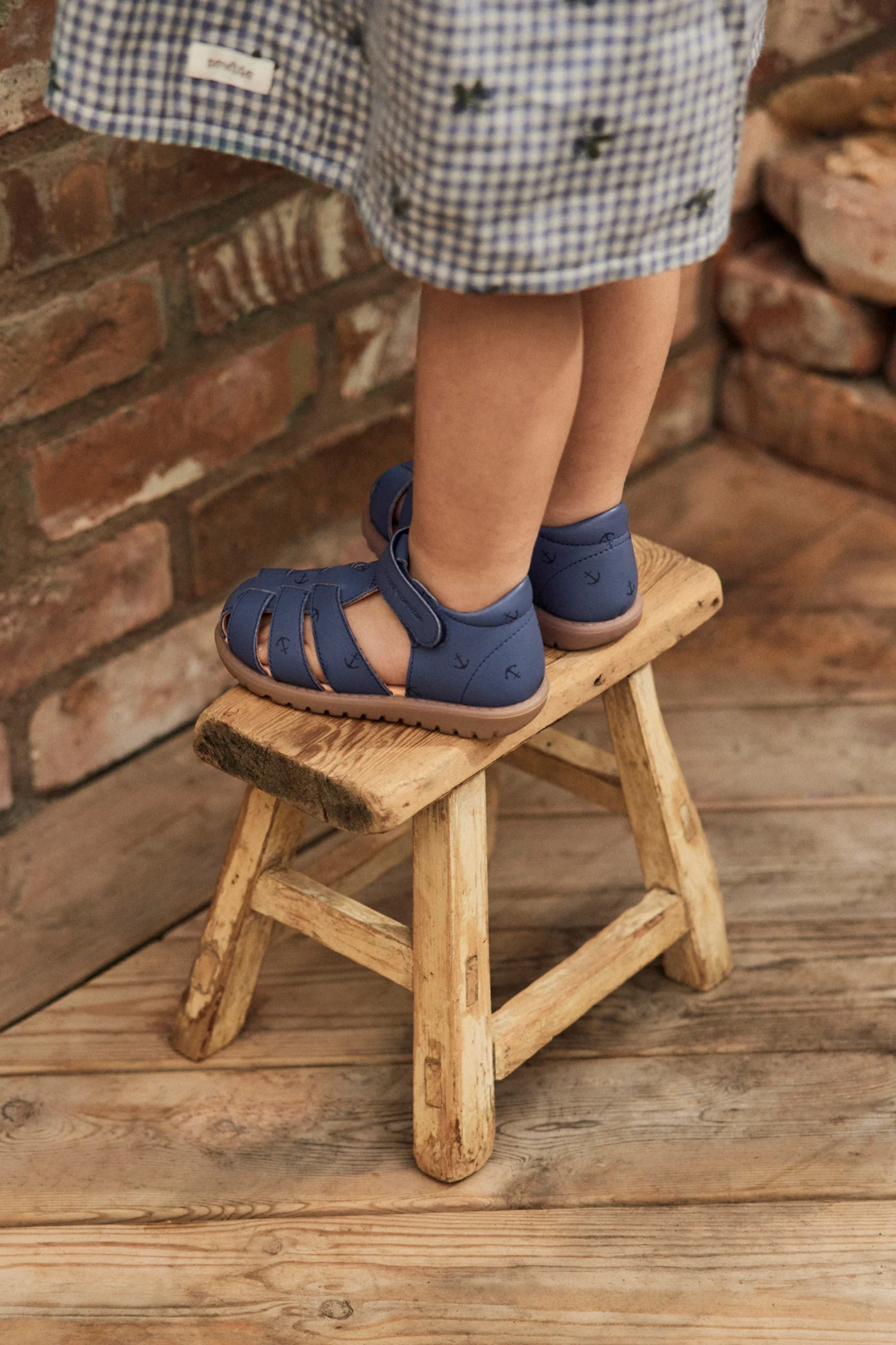 Kids blue leather strap sandal Hällevik - Image 3