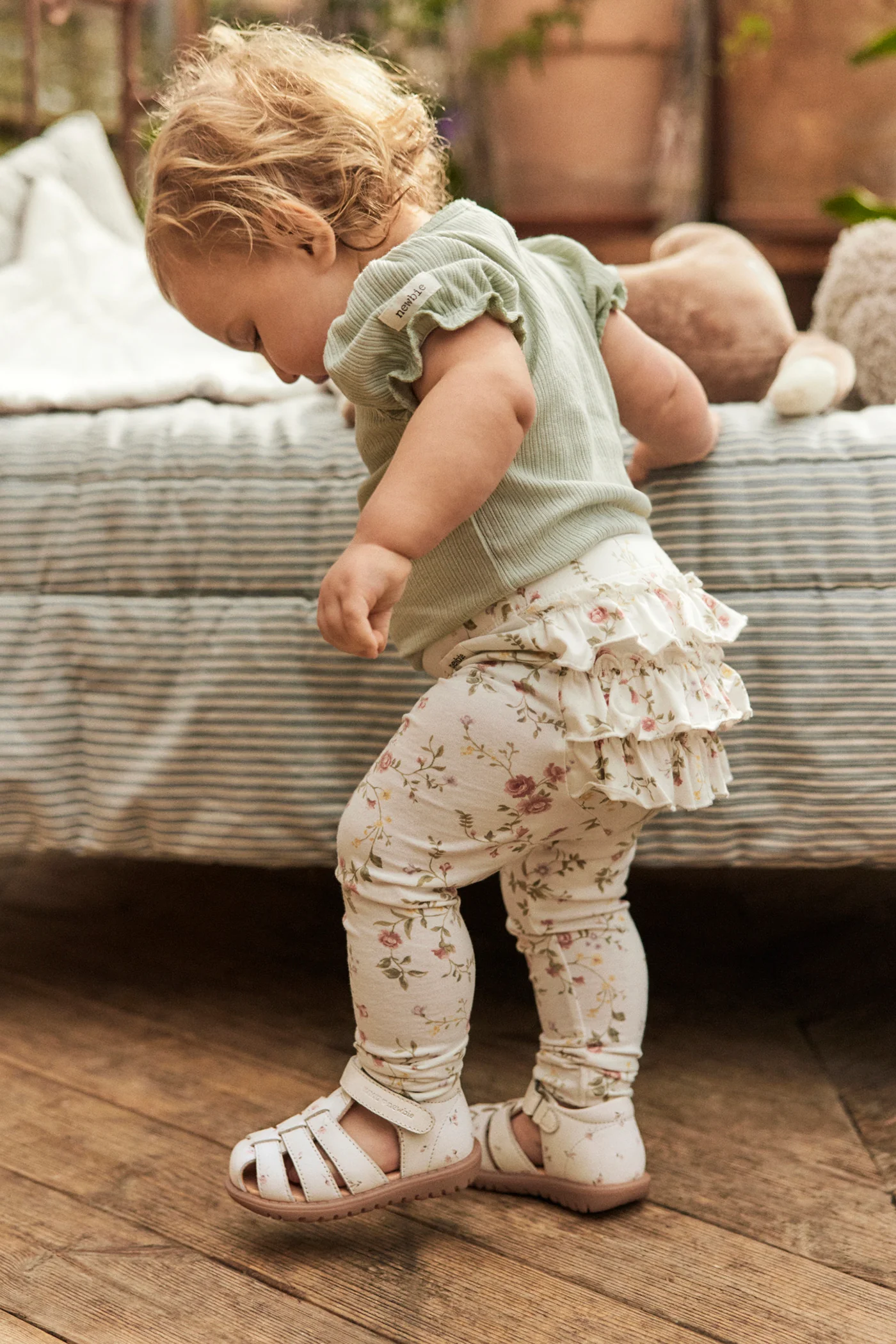 Kids white floral leather strap sandal Hällevik - Image 4