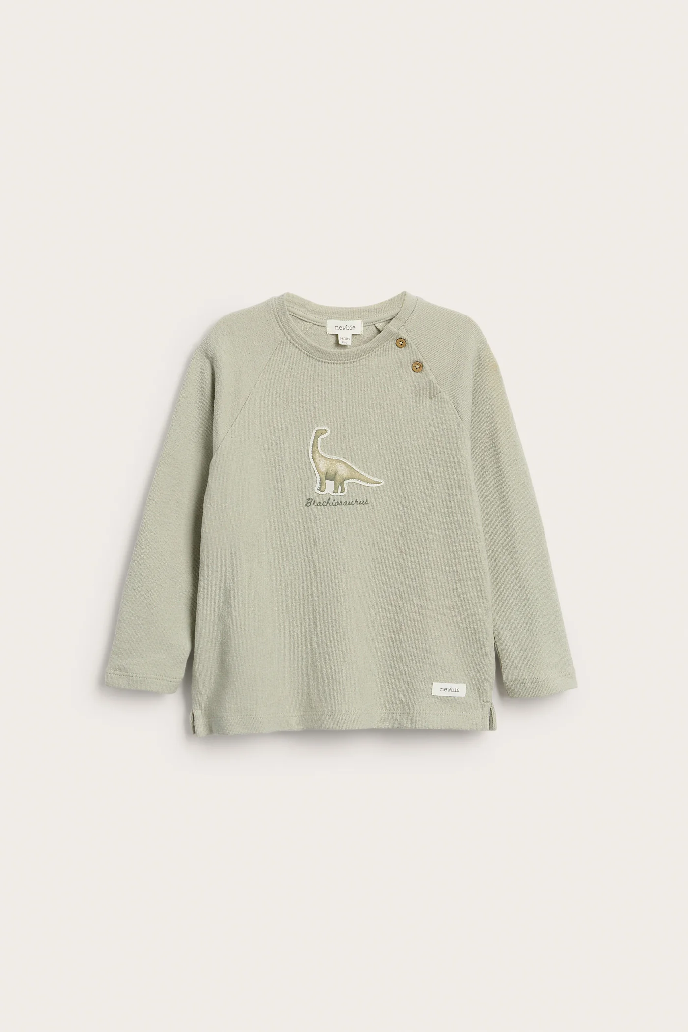 Kids green long sleeve dinosaur top - Image 2