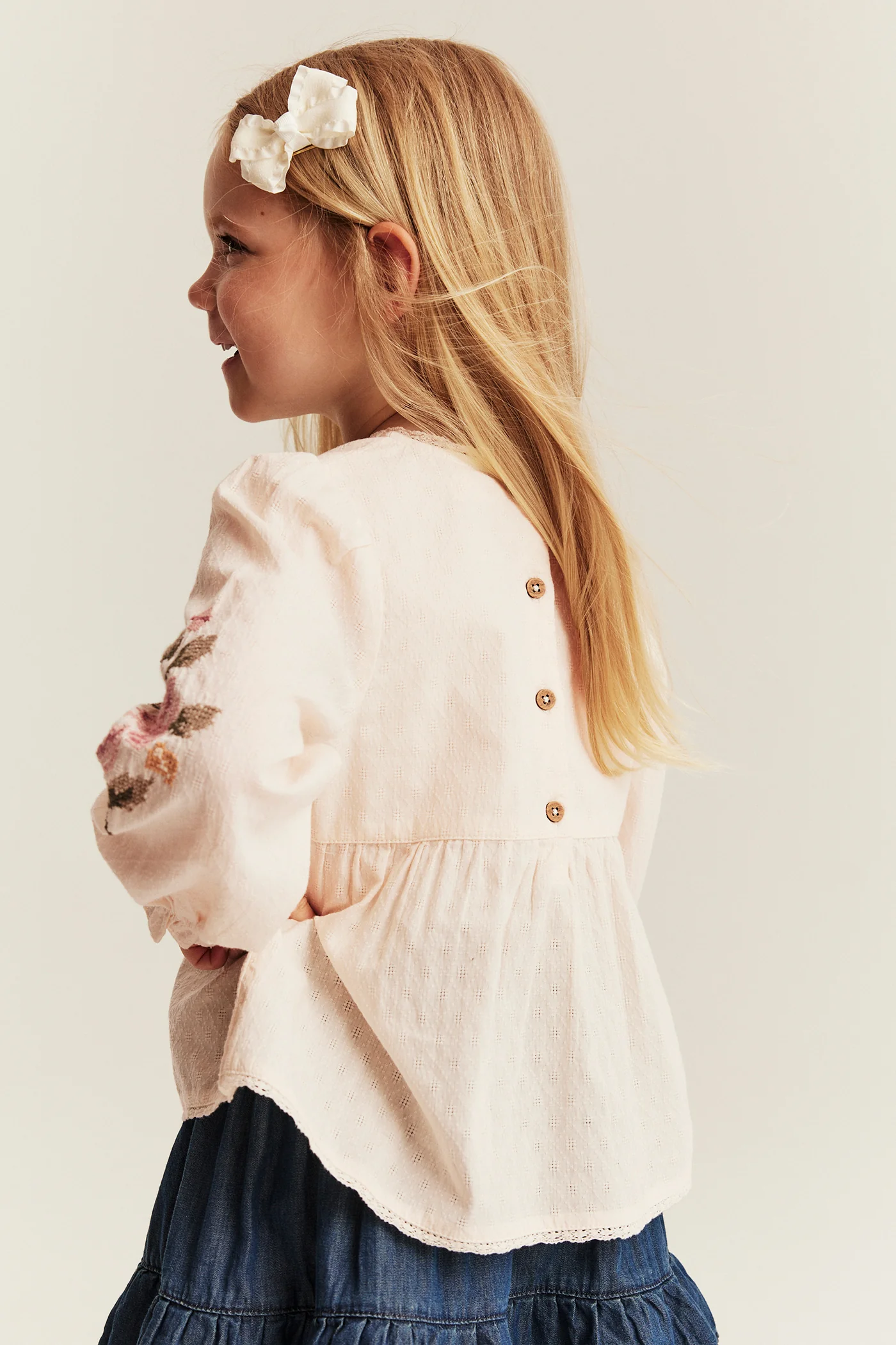 Kids blouse with floral embroidery - Image 3