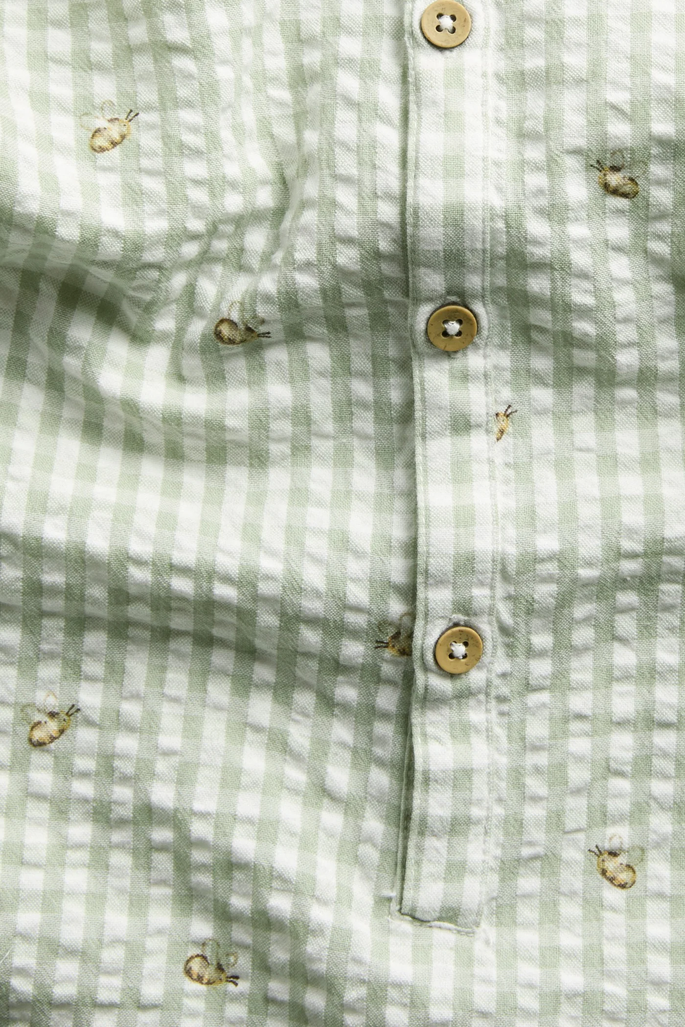 Baby checked romper with bee motif - Image 5