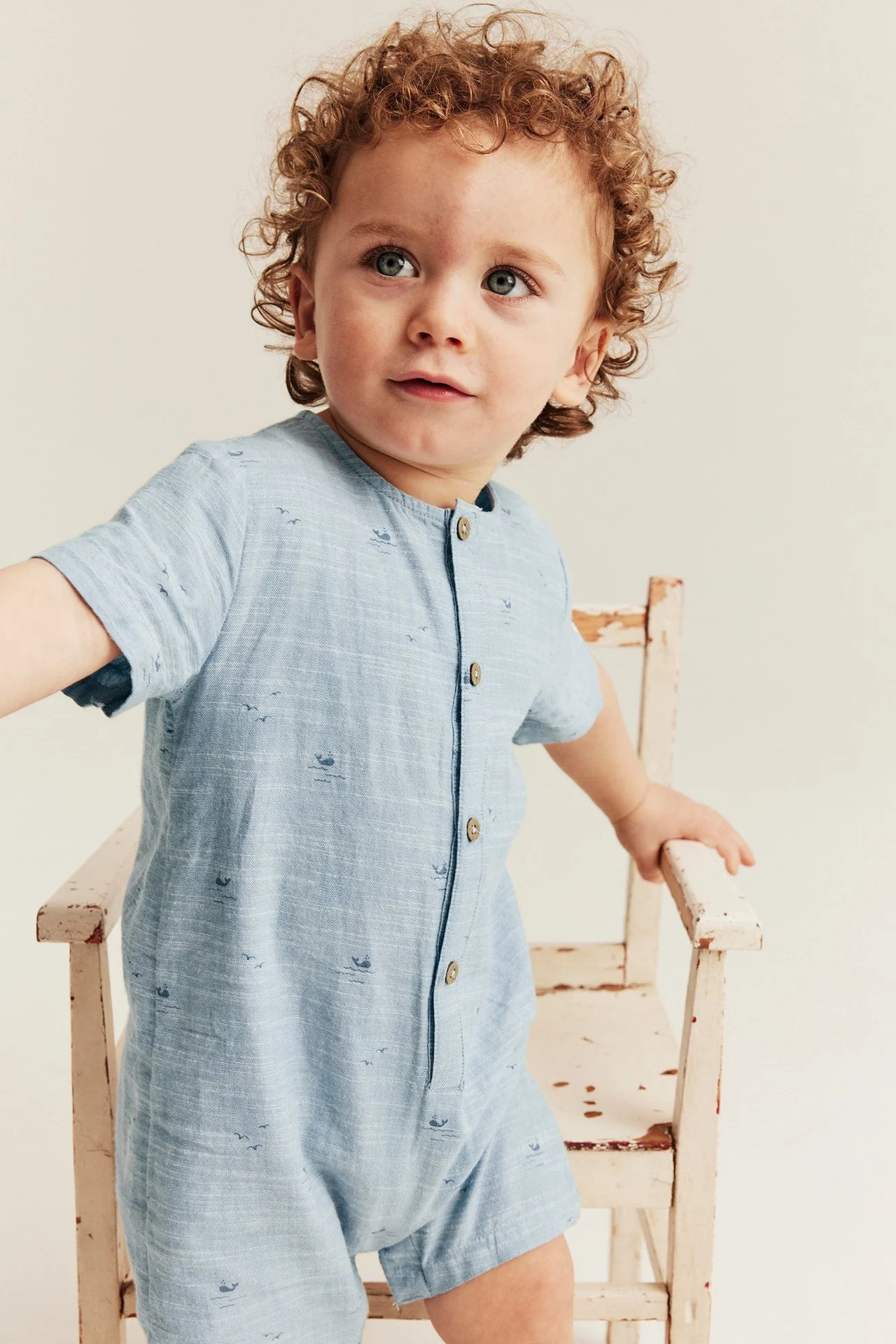 Baby blue whale theme romper - Image 3