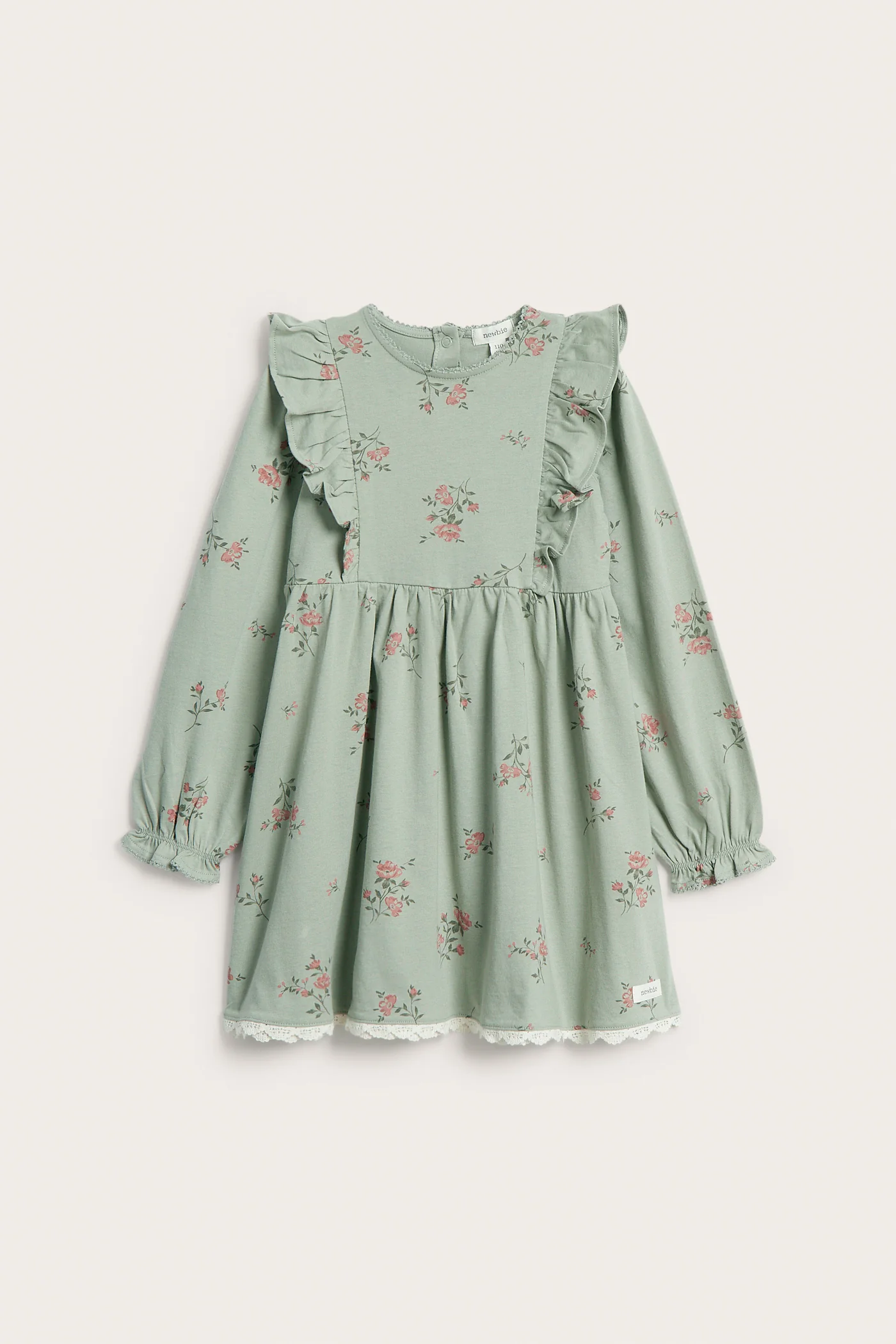 Kids green floral jersey dress