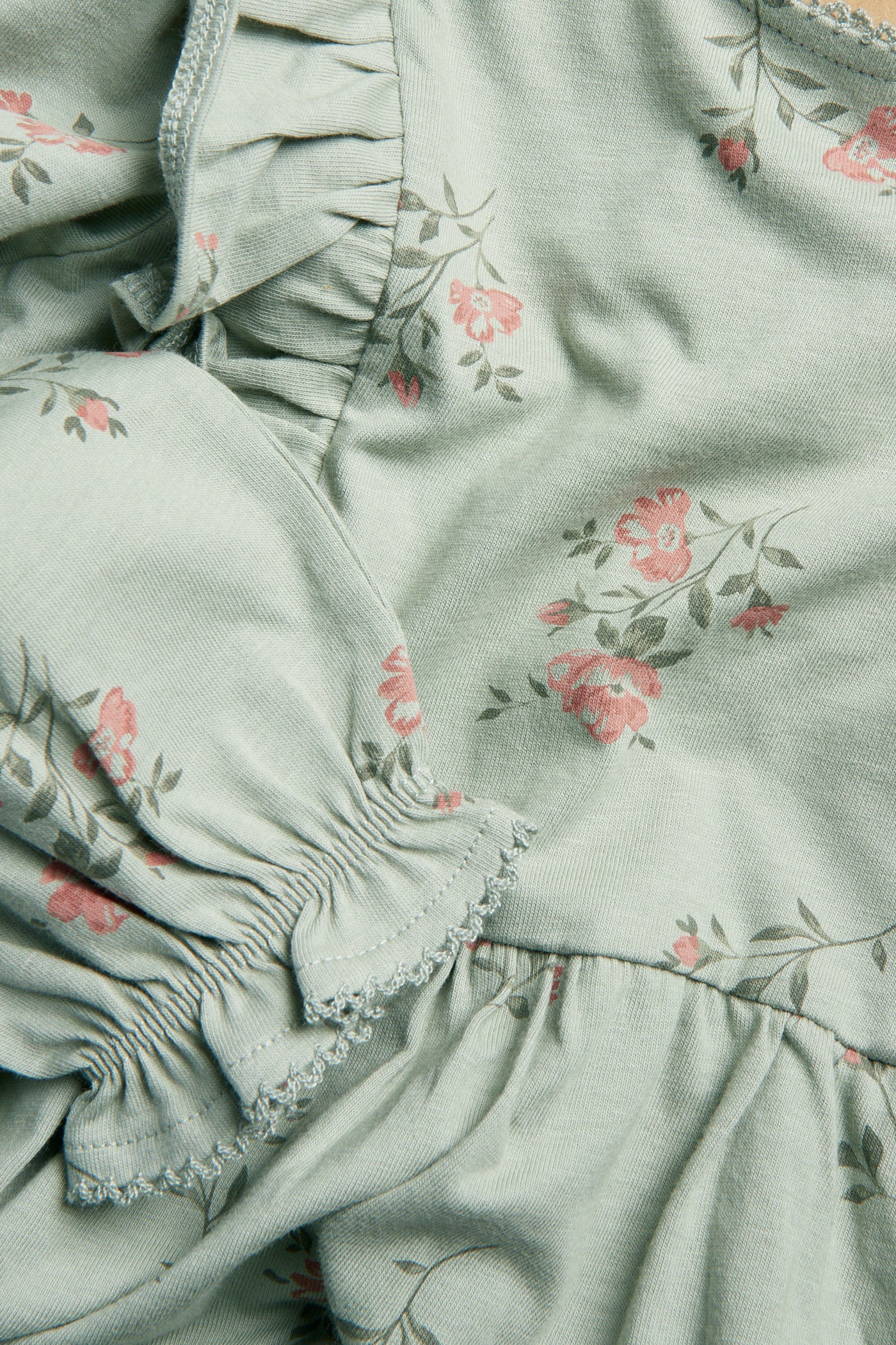 Kids green floral jersey dress - Image 2