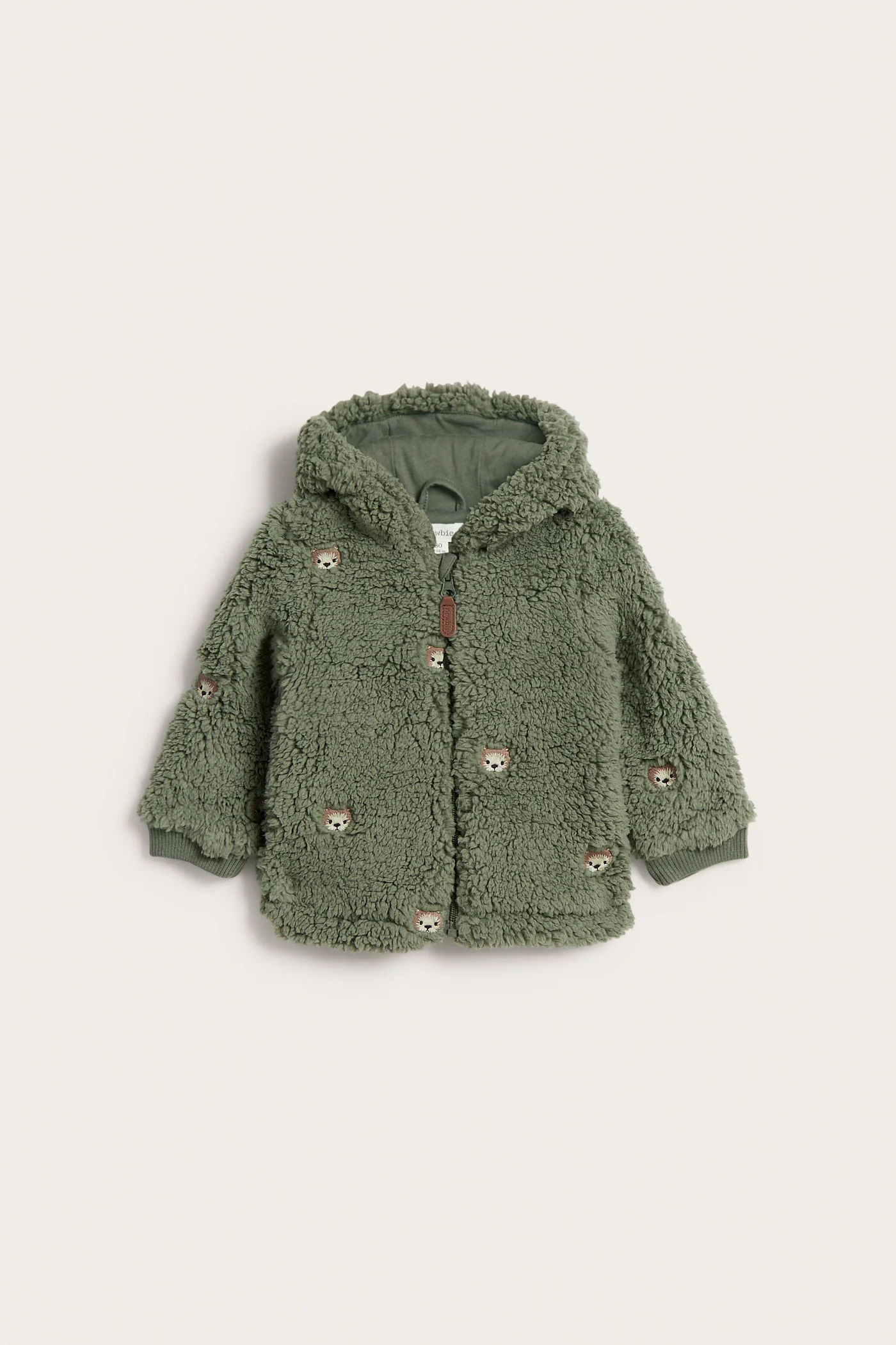Baby pile jacket with teddy bears