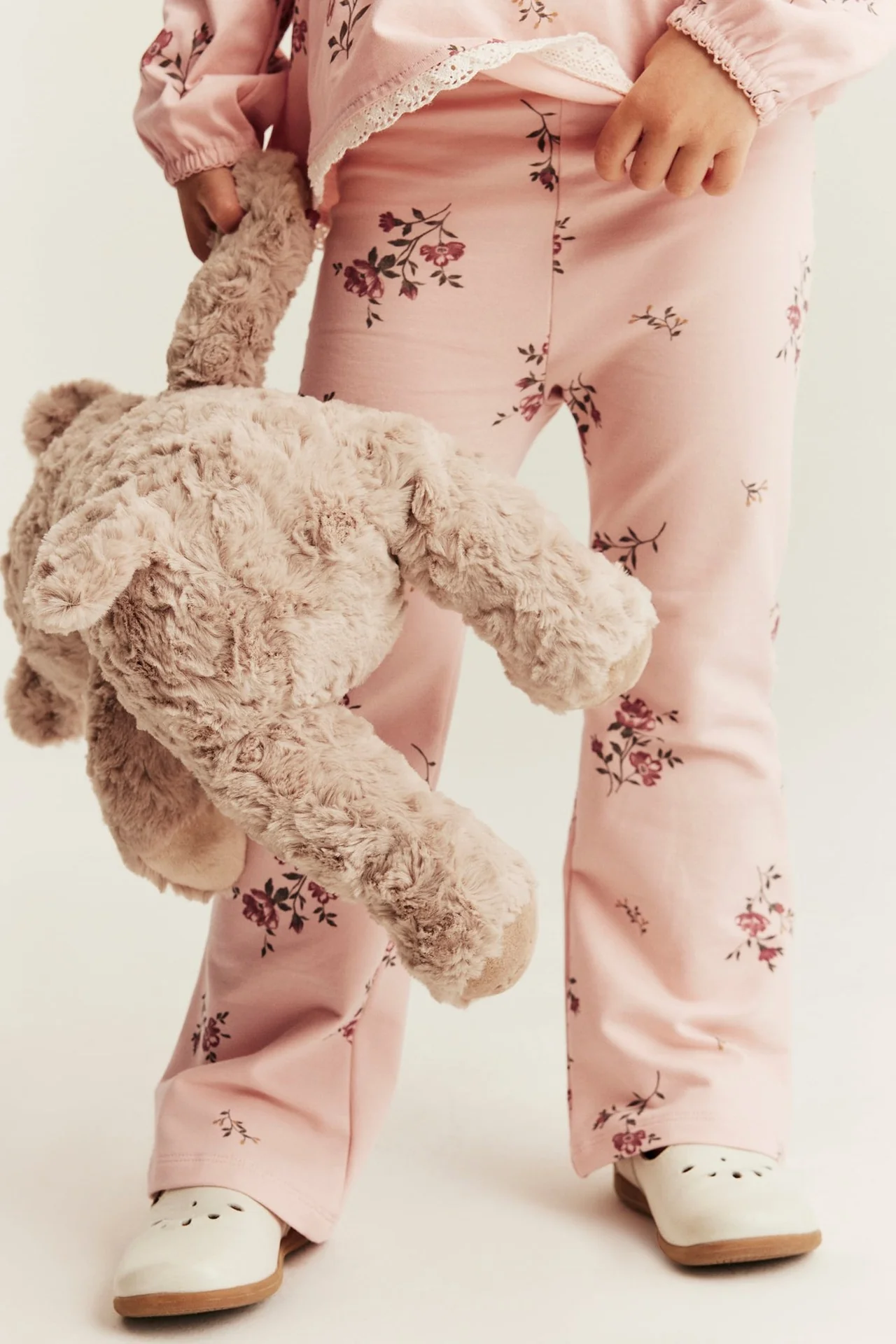 Kids pink floral jersey trousers - Image 3