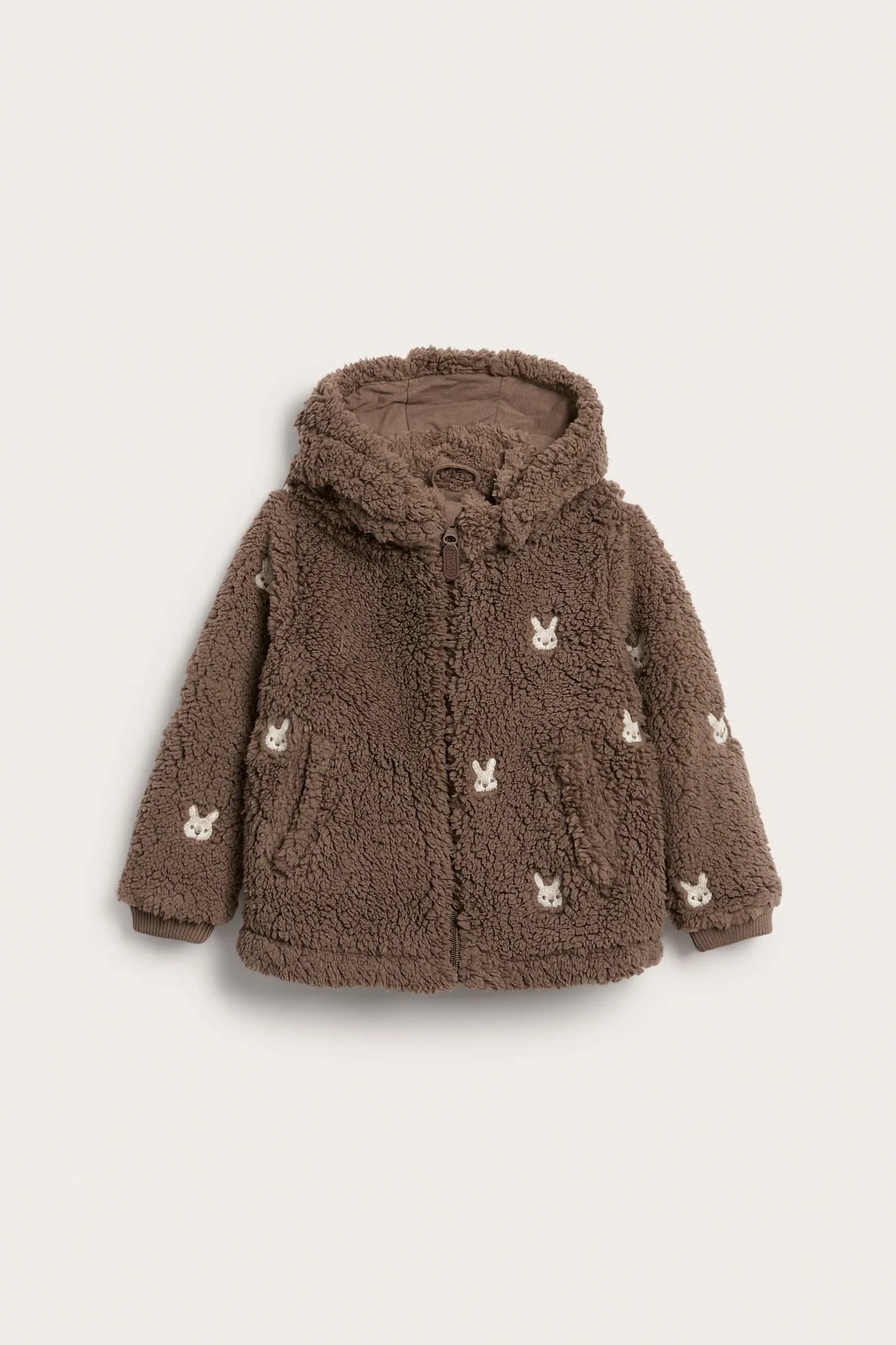 Kids pile jacket with rabbits