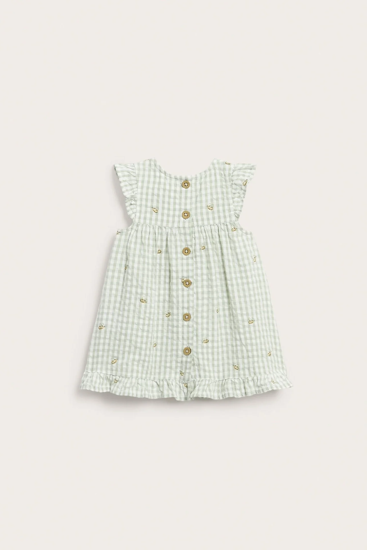 Baby green short‑sleeved checked dress - Image 4