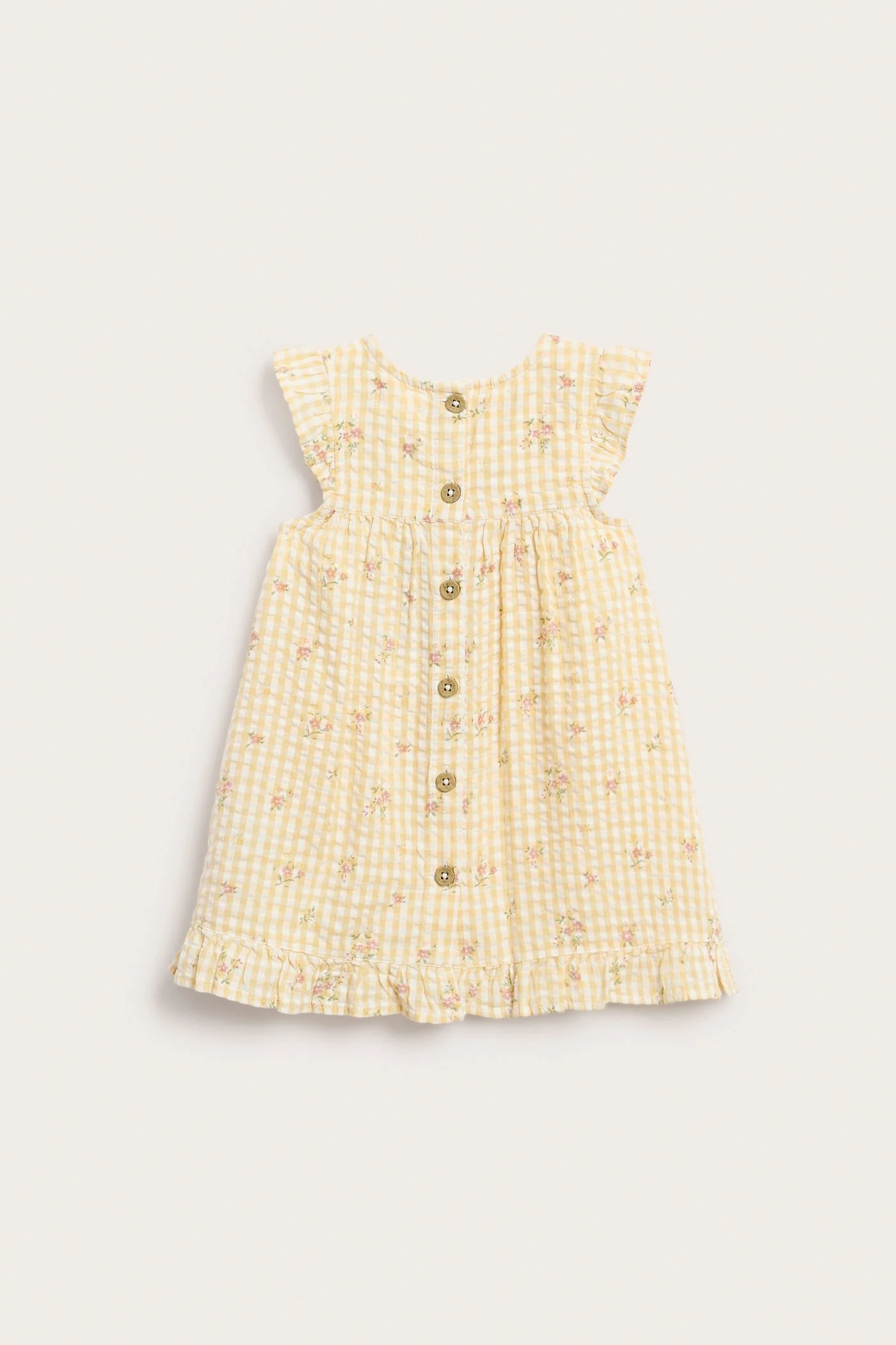 Baby yellow checked dress - Image 4
