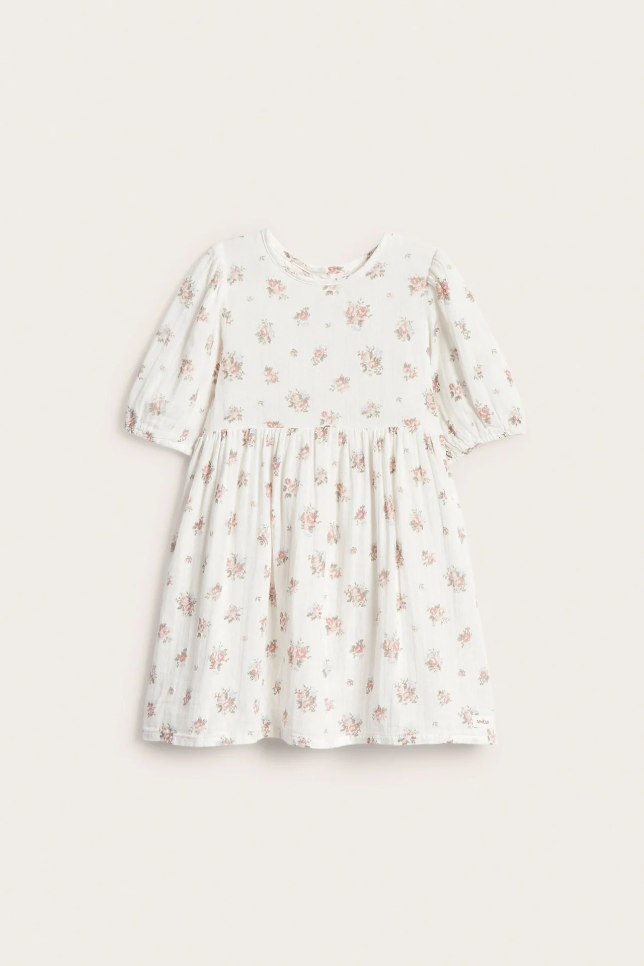 Kids floral dress with puff sleeves - Image 2
