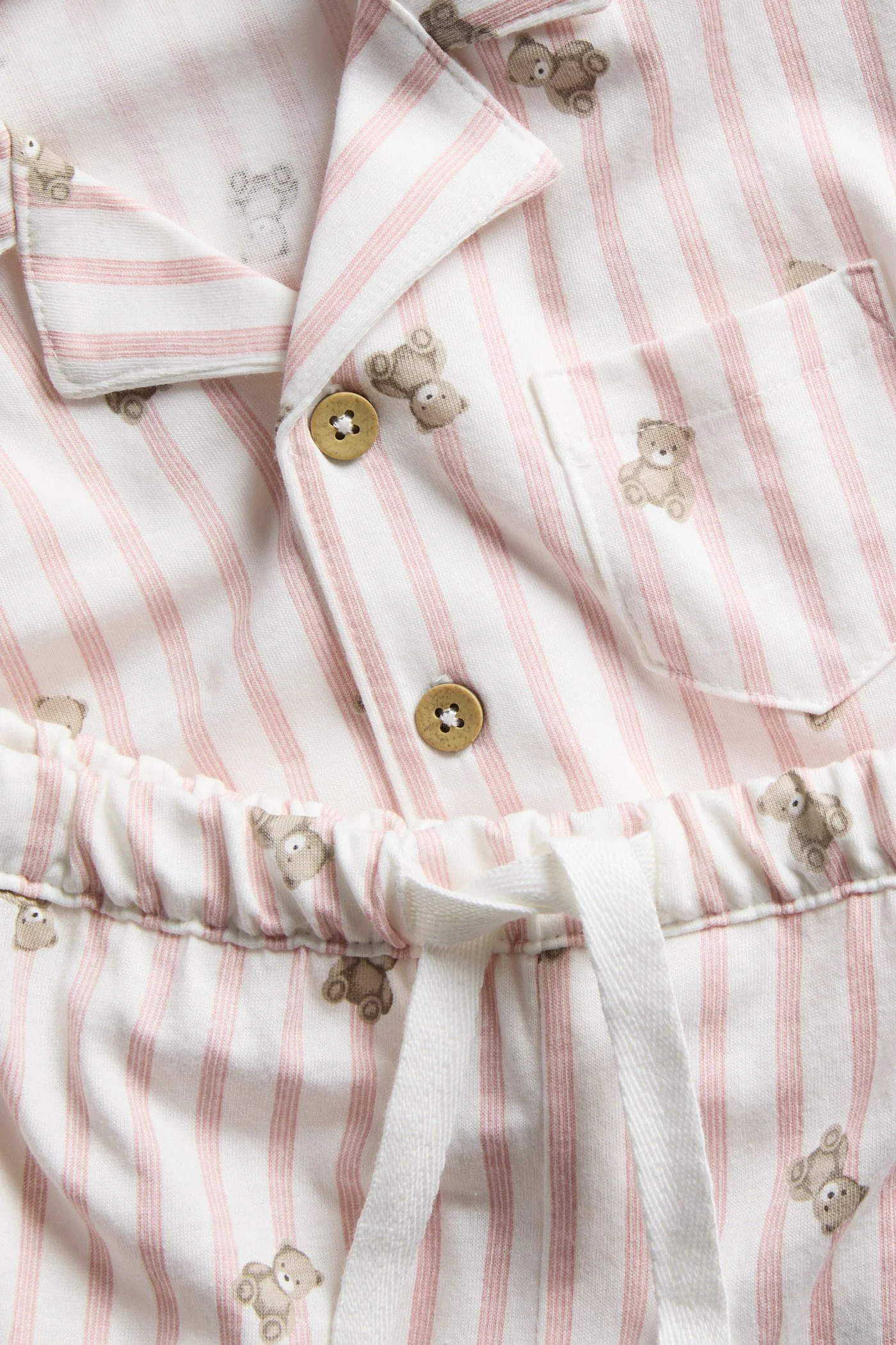 Kids striped pajamas with teddy bear motif - Image 4