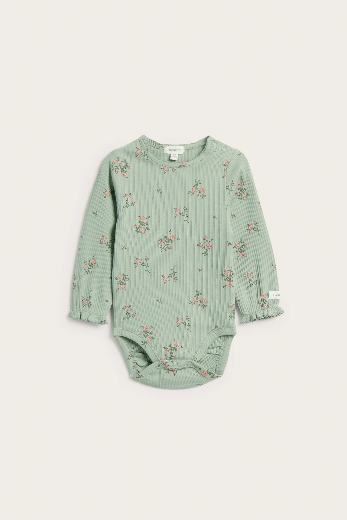 Baby green floral ribbed bodysuit - Image 2