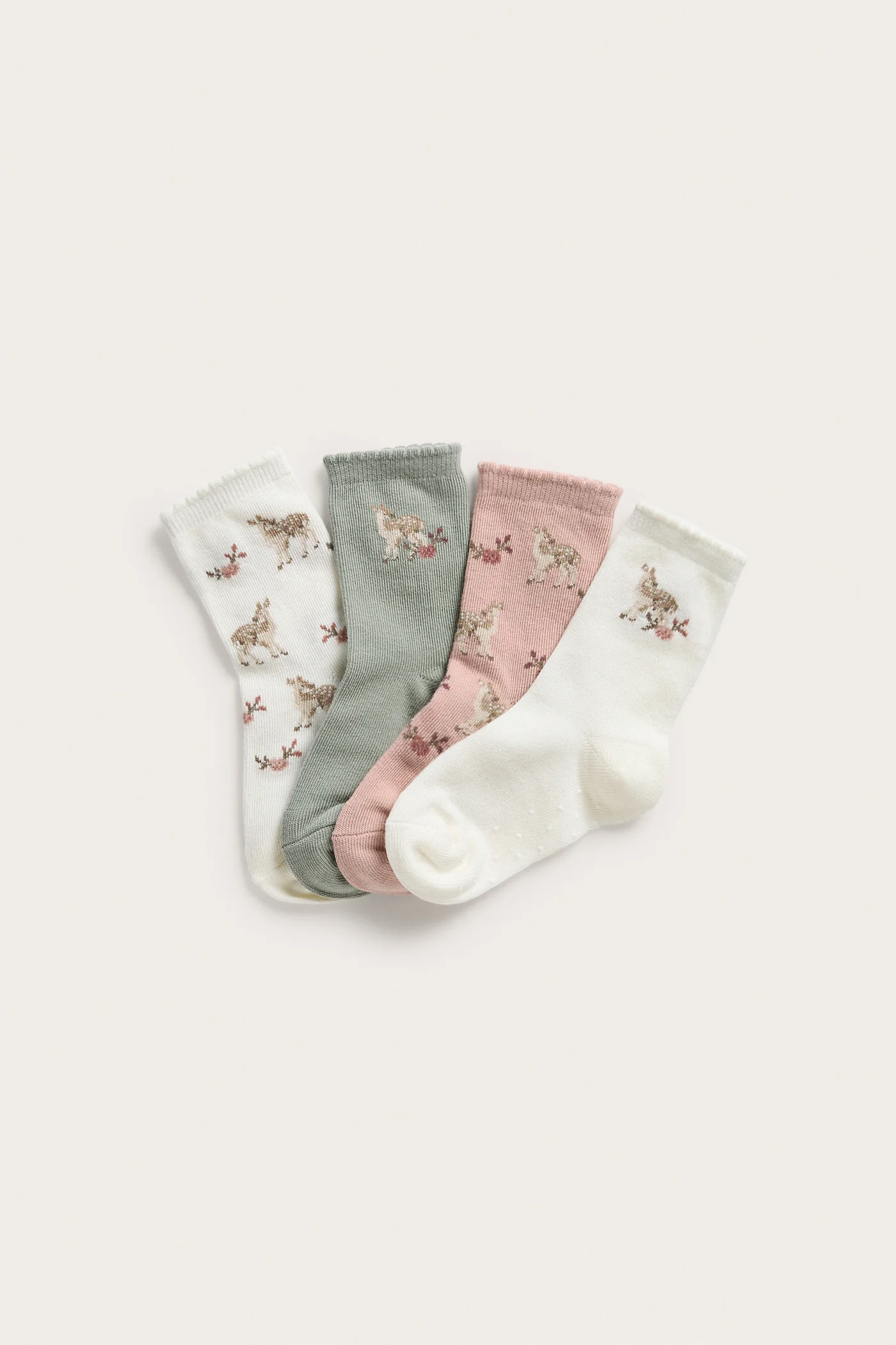 Kids deer & floral socks (4-pack)